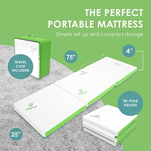 Cushy Form Floor Mattress - Foldable 4 Inch Foam Bed w/Case